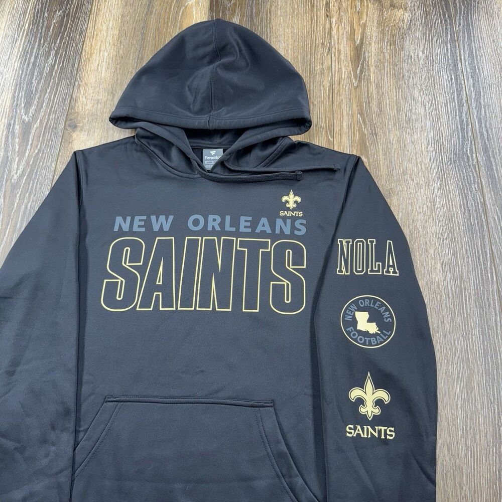 New Orleans Saints Hoodie Mens M Black Sweatshirt NFL Football Y2K Sweater NWT